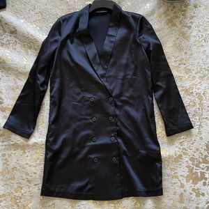 Black satin blazer dress